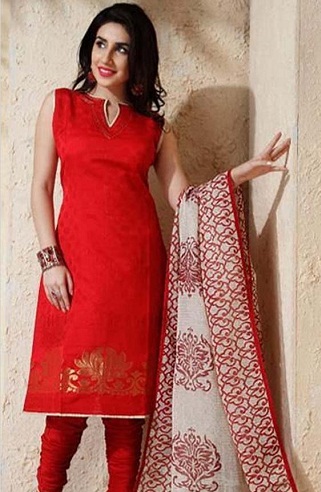 Diseño simple de traje rojo Salwar