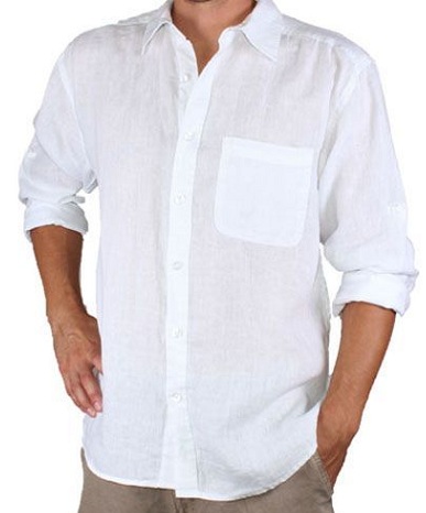 Camicia di lino bianca tinta unita