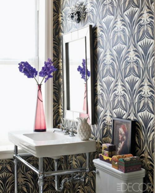סגול פרחים רעיון חדר אמבטיה עיצוב שולחן כיור תמונות חזה