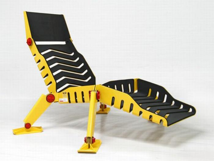 כסא נוח חיצוני כיסא מתכת צהוב שחור