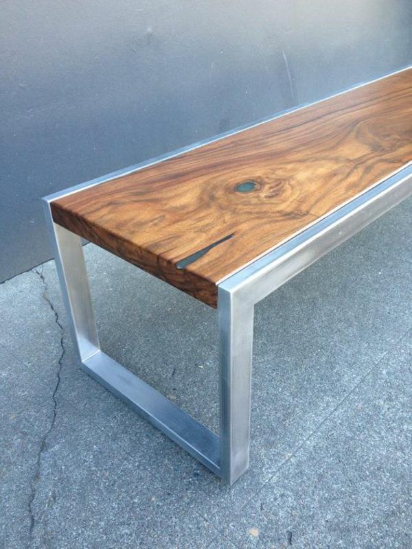 שולחן קפה רהיטים מעץ מלא מסגרת מתכת עליונה מעץ מלא