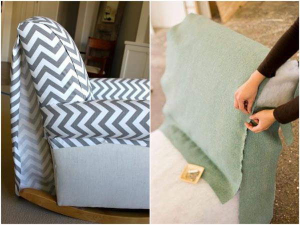 בדי ריהוט עיצובים צבעוניים דפוס שברון כיסא מרופד משחזרים רהיטים ישנים