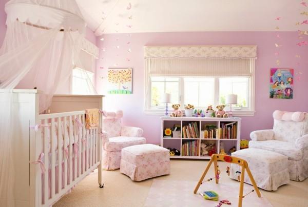 ילדה חדר תינוקות ורוד קירות כורסת שטיח