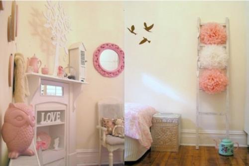 חדר שינה של ילדה בסגנון ינשוף בצבע פסטל עלוב