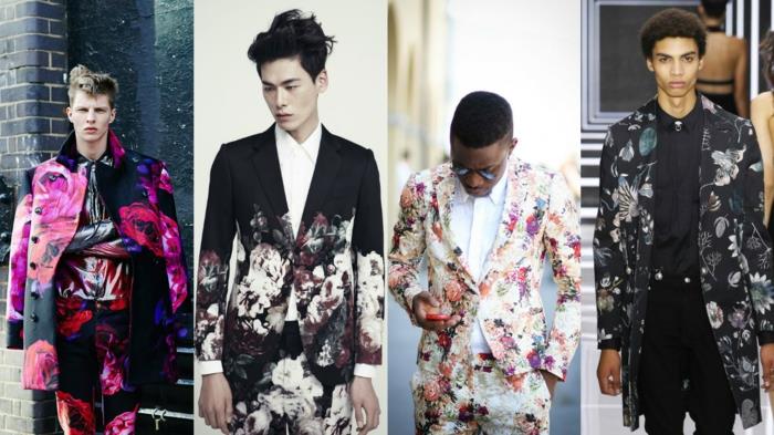 מגמות אופנת גברים 2016 חליפות אלגנטיות קז'ואל הדפסי מעילי טרנד פרחוניים