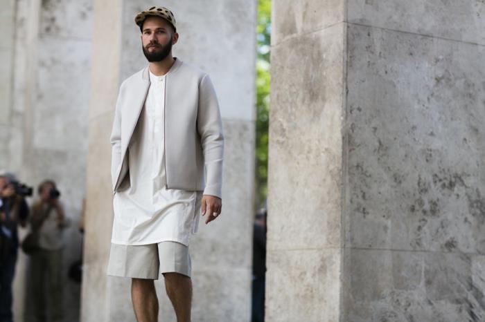 מגמות אופנת גברים 2016 ז'קט חולצת טריקו מזדמנים שבוע אופנה בז 'לבן בפריז