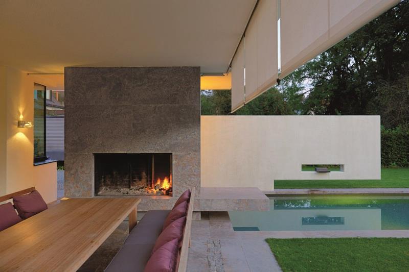אדריכלות מודרנית בית האדריכל מינכן L גפן סטפן מריה לאנג עם בריכה