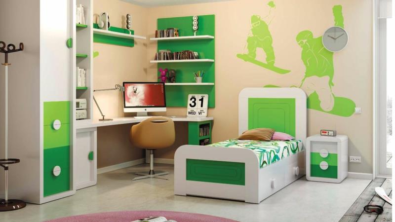 רעיונות לחדרי נוער מודרניים ריהוט לחדרי נוער ירוק בהיר