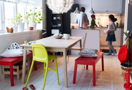 רעיונות לעיצוב חדר אוכל מודרני איקאה בצבעים בהירים מפלסטיק