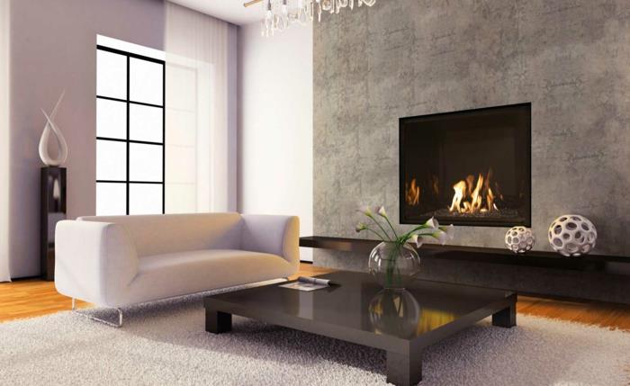 בורות אש מודרניים סלון קיר אפור פרחי שטיח לבנים