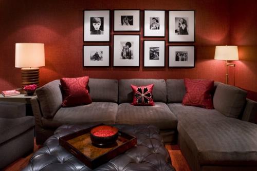 ספה מודרנית קישוט בית בסגנון אומן קיר אדום מנורת רצפה