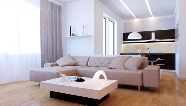 רעיונות עיצוב מודרניים בסלון מינימליסטי צבעים טהורים