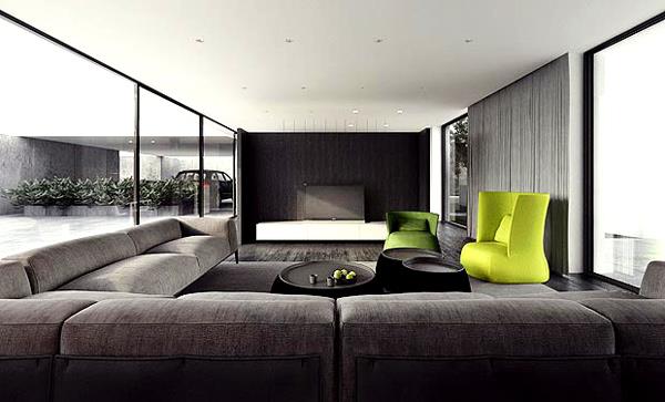 רעיונות לעיצוב סלון מינימליסטי מודרני נוף בית
