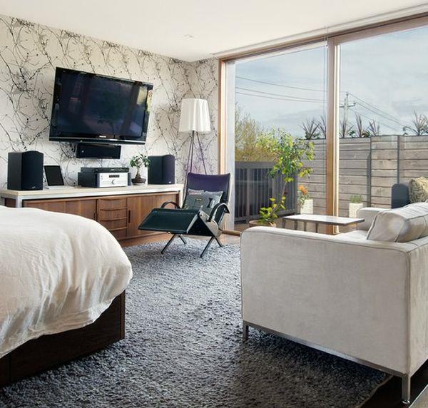 מנורת רצפה מודרנית מעצבת רעיון כורסא להירגע במיטה