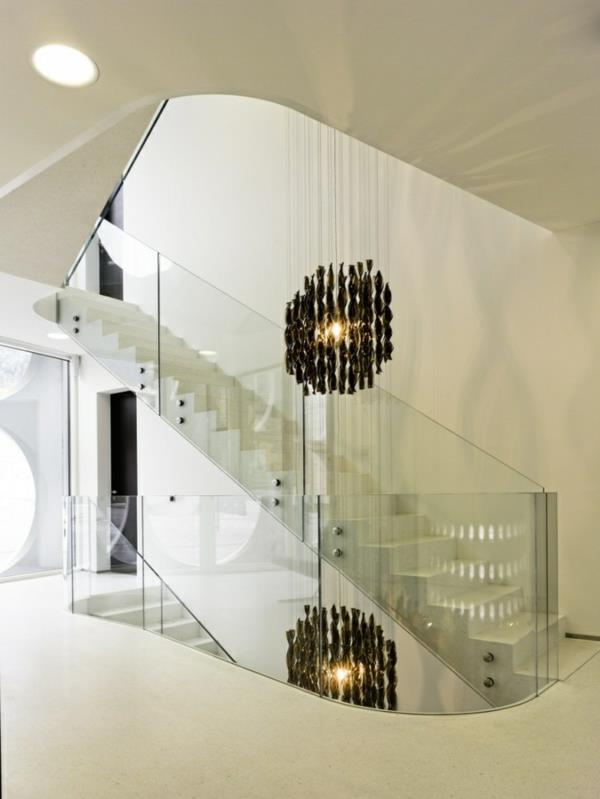 מדרגות מודרניות עיצוב קישוט קיר זכוכית