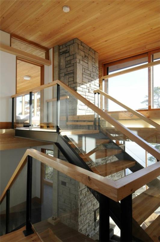 מדרגות לולייניות מודרניות מעקות אבן מזכוכית