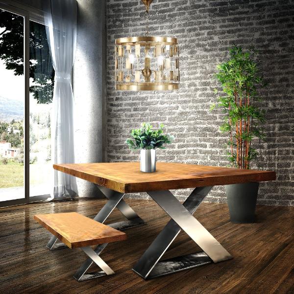 שולחן מודרני בנה לעצמך רגלי מתכת ועץ