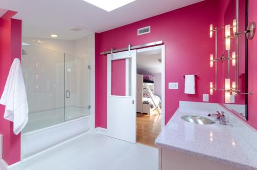 חדר אמבטיה מודרני עיצוב ורוד תא מקלחת מזכוכית מזכוכית