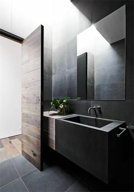 צמחי עיצוב מודרני בשחור אמבטיה