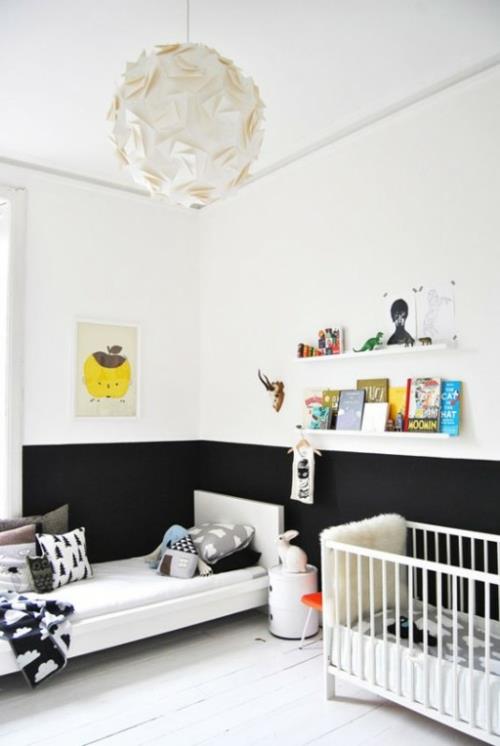 פנים חדר ילדים מודרני בצבעים שחורים לבנים