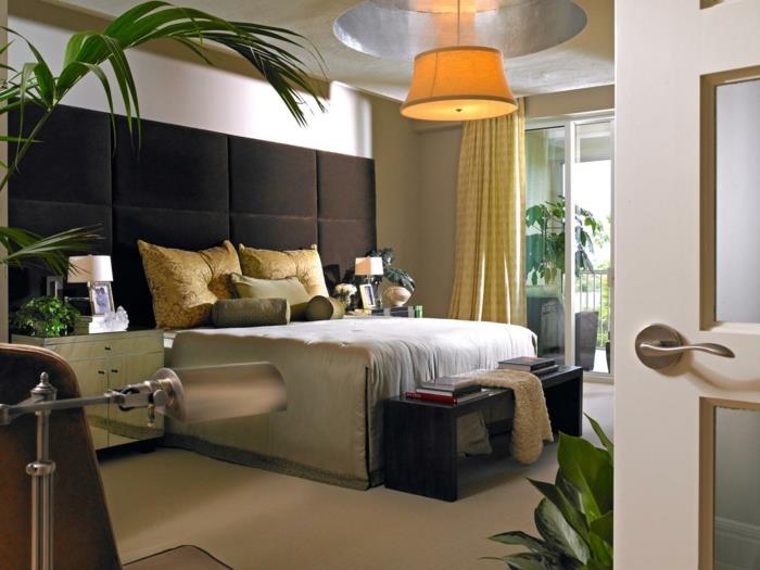 צמחי תקרה מושעה בעיצוב חדר שינה מודרני