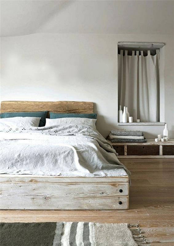 חדר שינה מודרני מזרן שטיח רץ מראה כפרי
