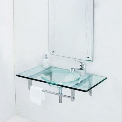 כיור מודרני בחדר האמבטיה זכוכית שקופה וויטטינגטון