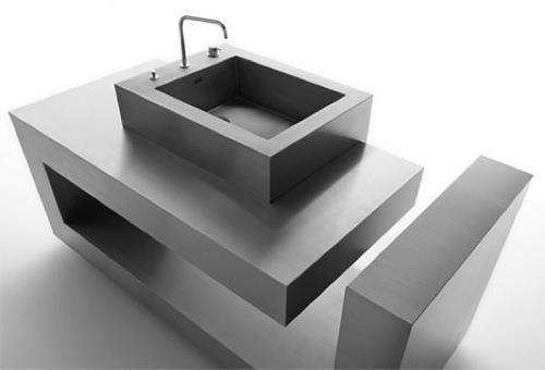 כיור מודרני בחדר האמבטיה מרובע גיאומטרי שחור