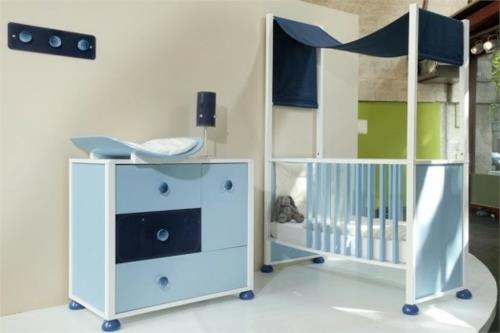 חדר ילדים מודרני חדש מיטת שידה כחולה בעיצוב כחול