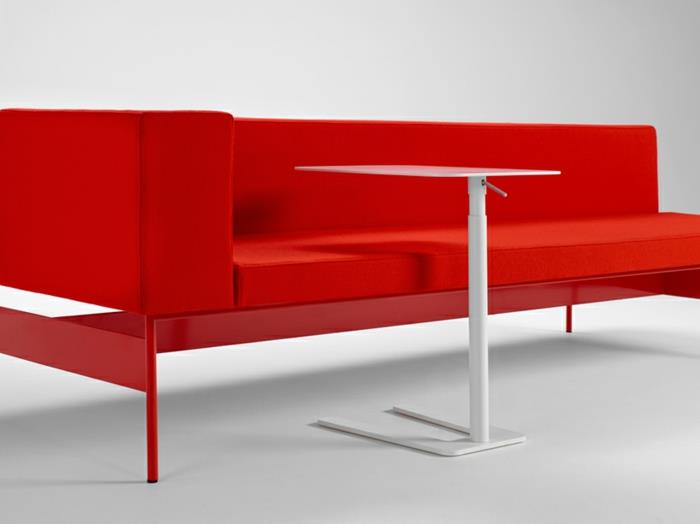 offect ו- studio irvine כלי מתכוונן לגובה שולחן קפה ספה אדומה