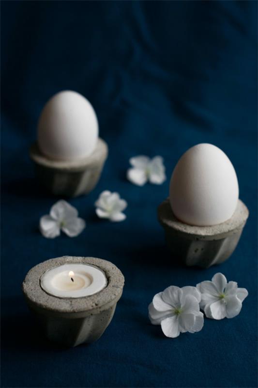 קישוטי חג הפסחא יוצרים כוסות ביצים מבטון