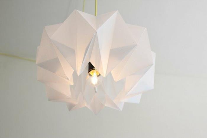 מנורות נייר מנורה תלויה אוריגמי מופשט לבן