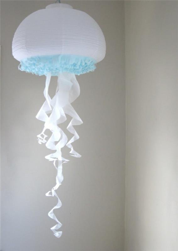 מנורת תליון מנורת נייר מדוזה לבנה