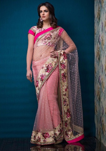 Party Wear Saris-Pink Party Allure