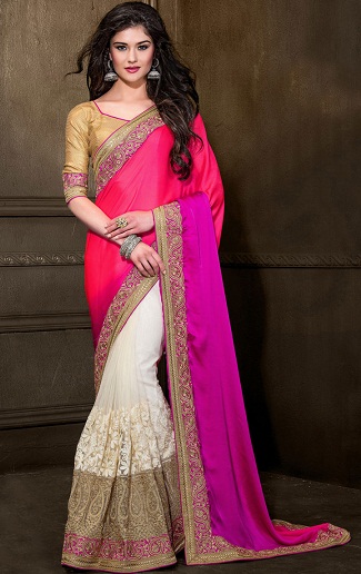 Sari de material de red de sari de ropa de fiesta multicolor