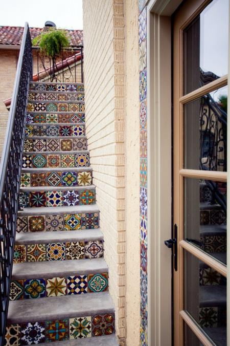 עיצוב אריחי טלאים עיצוב מדרגות מדרגות