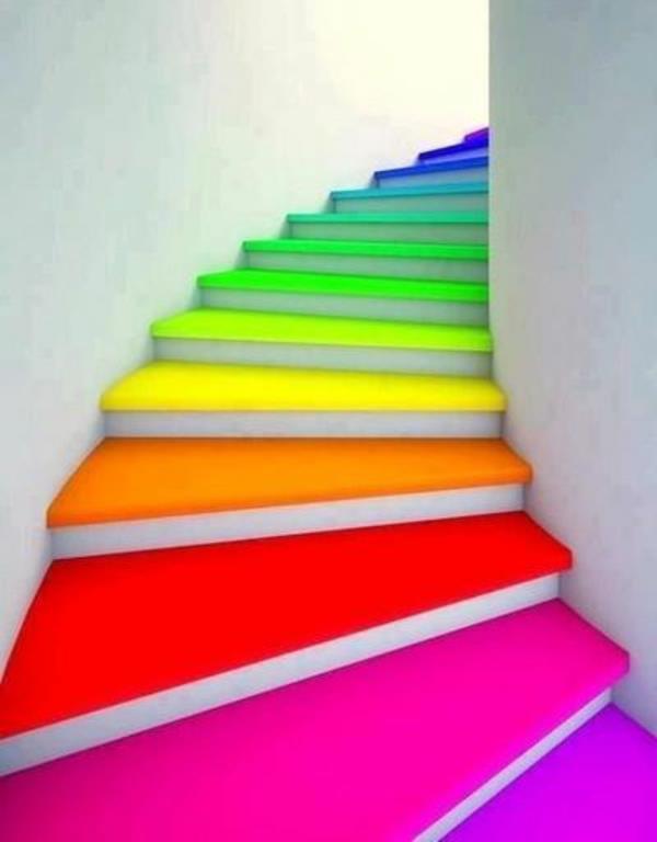 צבעי קשת עיצוב מדרגות לולייניות עיצוב רעיונות חיים