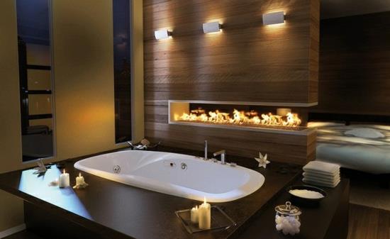 חדר אמבטיה רומנטי עם אח מודרני
