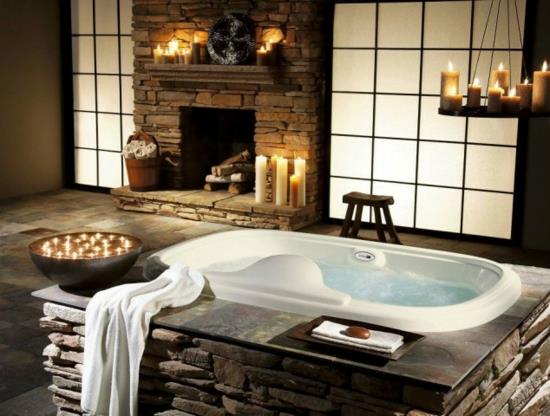 חדר אמבטיה רומנטי עם אבנים טבעיות