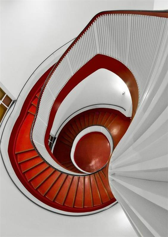 אדום לבן, מדרגות לולייניות, עיצוב, רעיונות, פנים