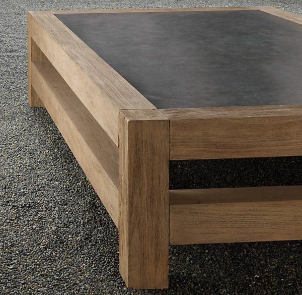 שולחן קפה כפרי מעץ מלא עיצוב פשוט