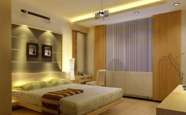 ריהוט חדר שינה ריהוט מודרני תאורה שקועה מנורה תלויה מיטה זוגית