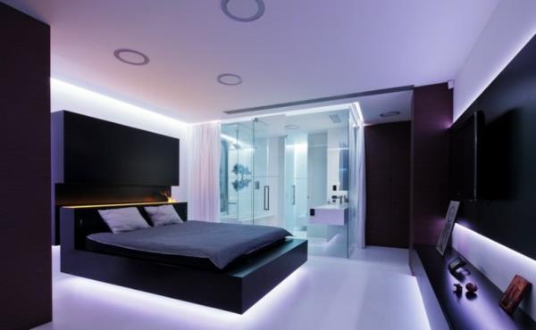 ריהוט לחדר שינה תאורה לד תאורה מיטה זוגית חדר אמבטיה קיר מחיצה מזכוכית