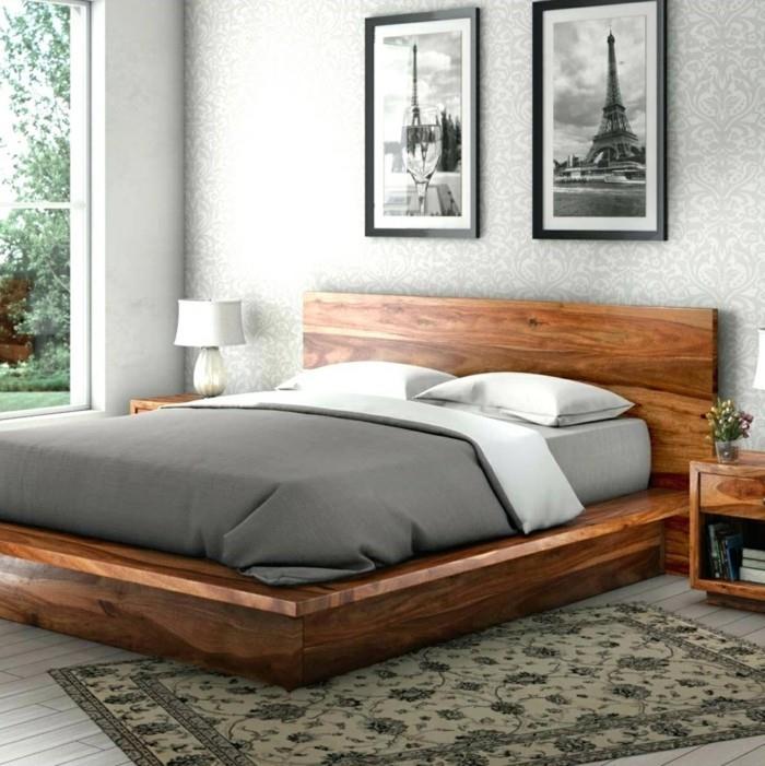 טפט למיטת עץ בעיצוב חדר שינה