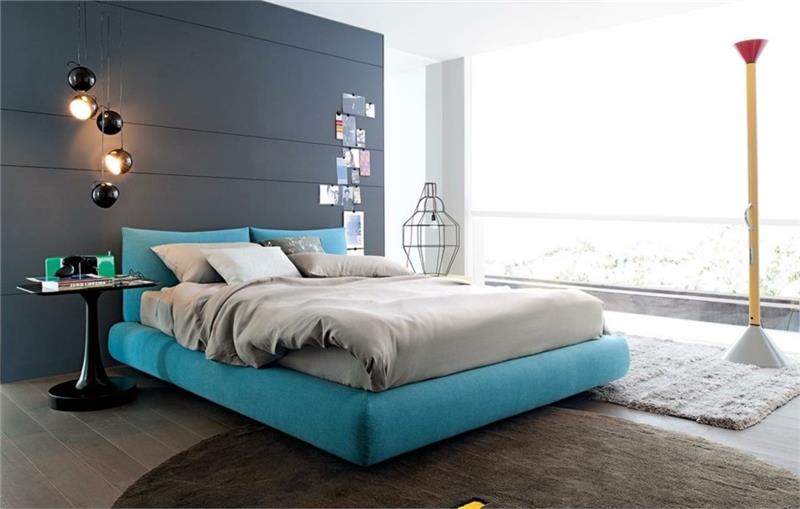 שטיח סגלגל מיטה מודרנית בעיצוב חדר שינה