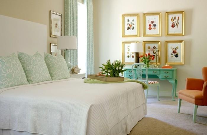 עיצוב חדר שינה צמחי שולחן איפור