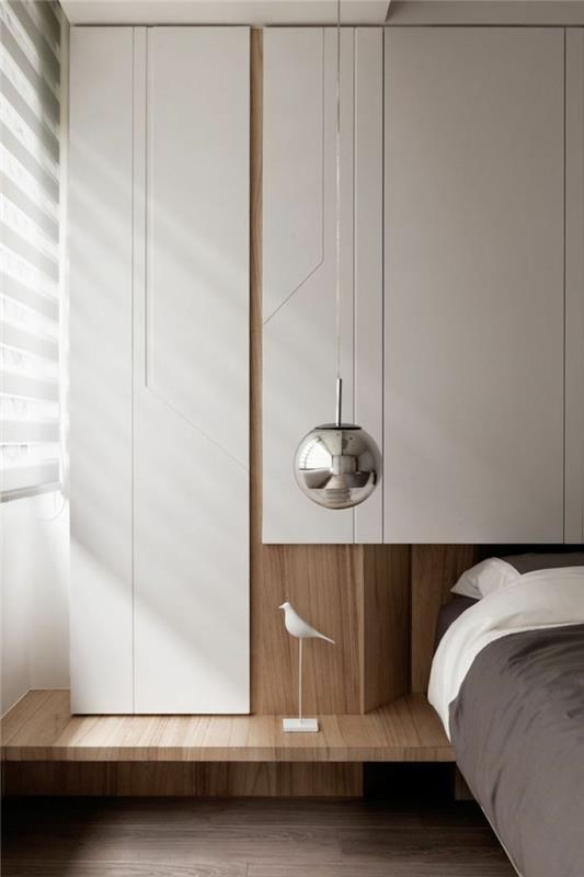רעיונות לחדר שינה מינימליסטי רכבות מנורה תלויה מעץ בהיר
