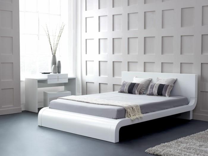 חדר שינה רעיונות עיצוב מיטה מודרנית רצפה אפורה