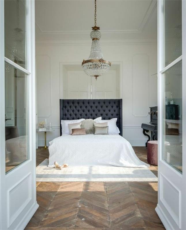 מנורת חדר שינה נברשת רצפת עץ מיטת מיטה אופנתית
