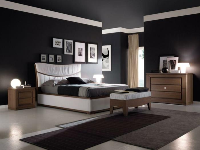 חדר שינה תאורה לריצוף קיר שטיח שחור